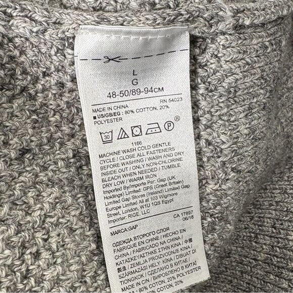 Gap grey button front shawl cardigan sweater size large - Picture 5 of 5